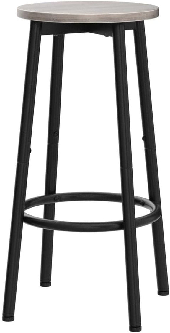 Greige Bar Stools Set Of 2 11.8 Inch Square Seats With Footrest-3