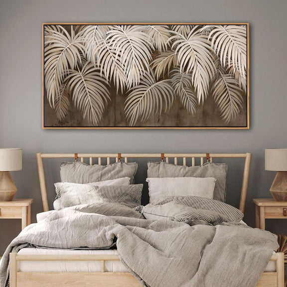 Professional Neutral Canvas Wall Art 24x48 Framed-2
