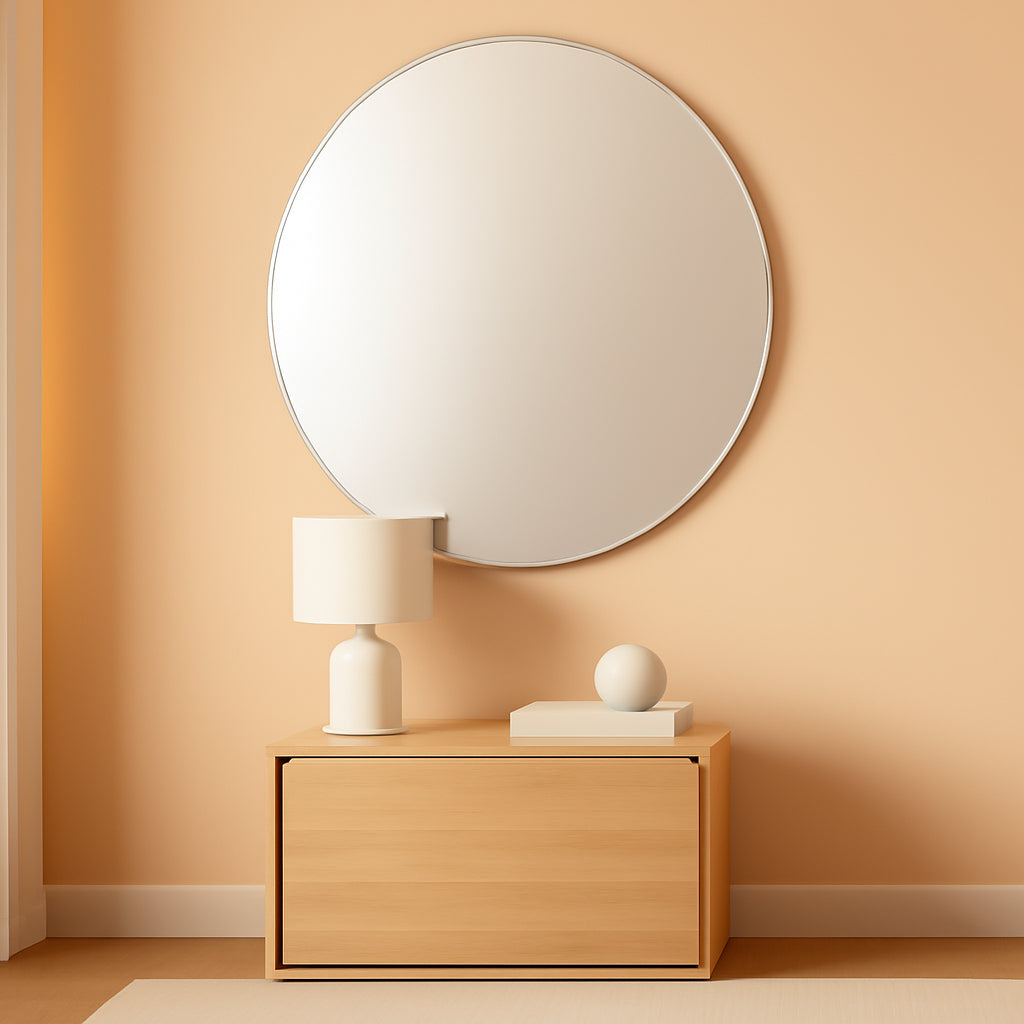 Bathroom Wall Mirror 32 Inch High 24 Inch Wide Beveled Frameless Oval For Bath Vanity And Living Room-0