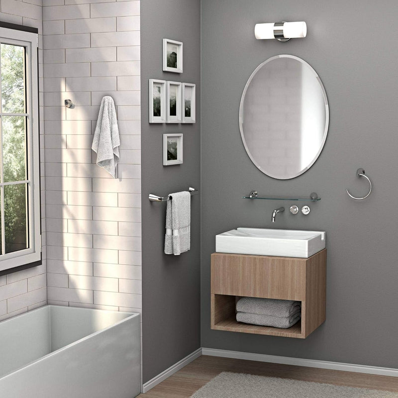 Bathroom Wall Mirror 32 Inch High 24 Inch Wide Beveled Frameless Oval For Bath Vanity And Living Room-4