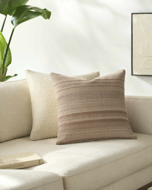 Vumo Taupe Ombre Cotton Throw Pillow-1