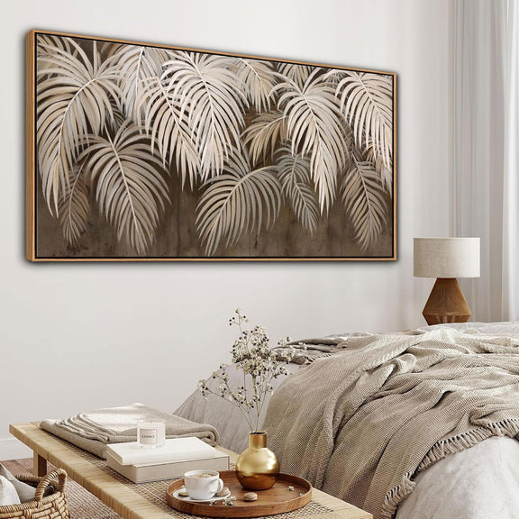 Professional Neutral Canvas Wall Art 24x48 Framed-3